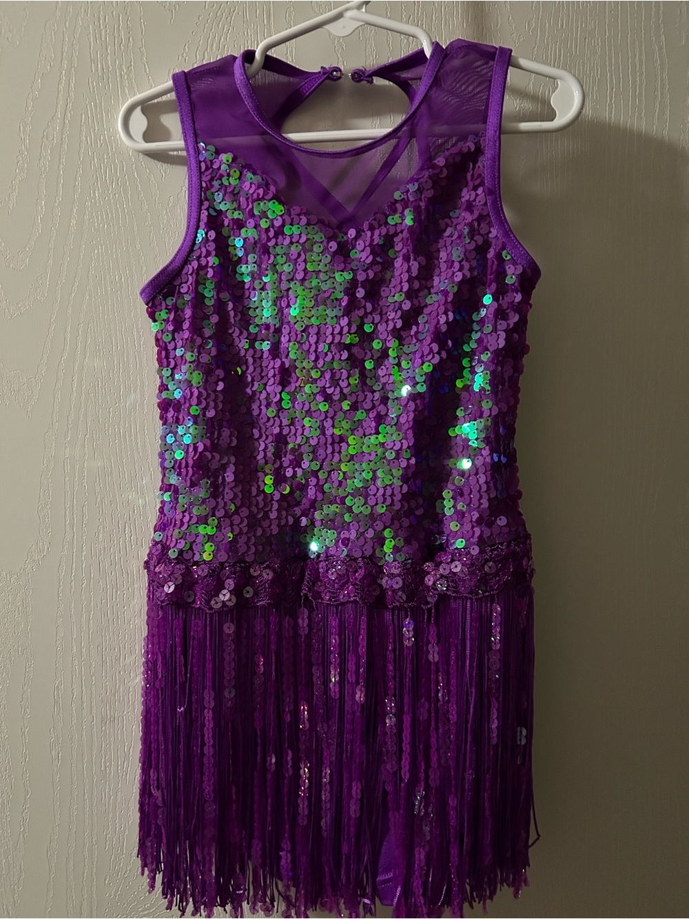 Weissman Purple Sequin Fringe Kids Dress